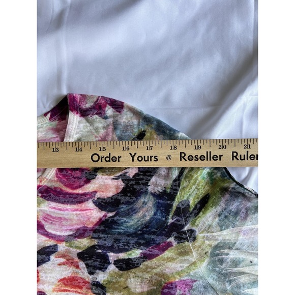 Jess & Jane Shirt Womens 1X Multicolor‎ Floral Tunic Top Asymmetric Hem Made USA - Picture 8 of 11